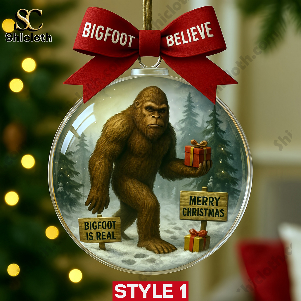 Bigfoot Christmas Bauble Ornament