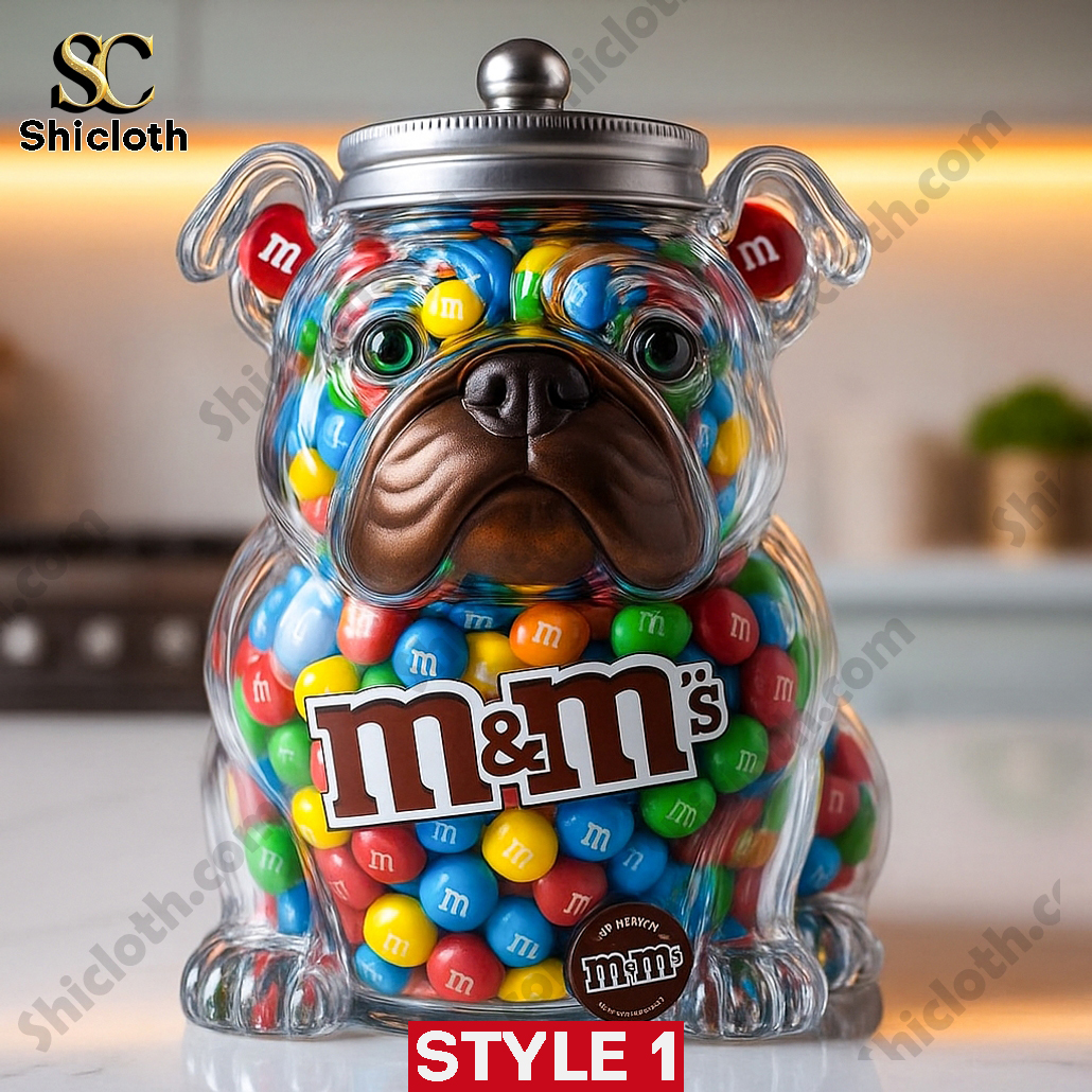 Bulldog M&M's Glass Jar