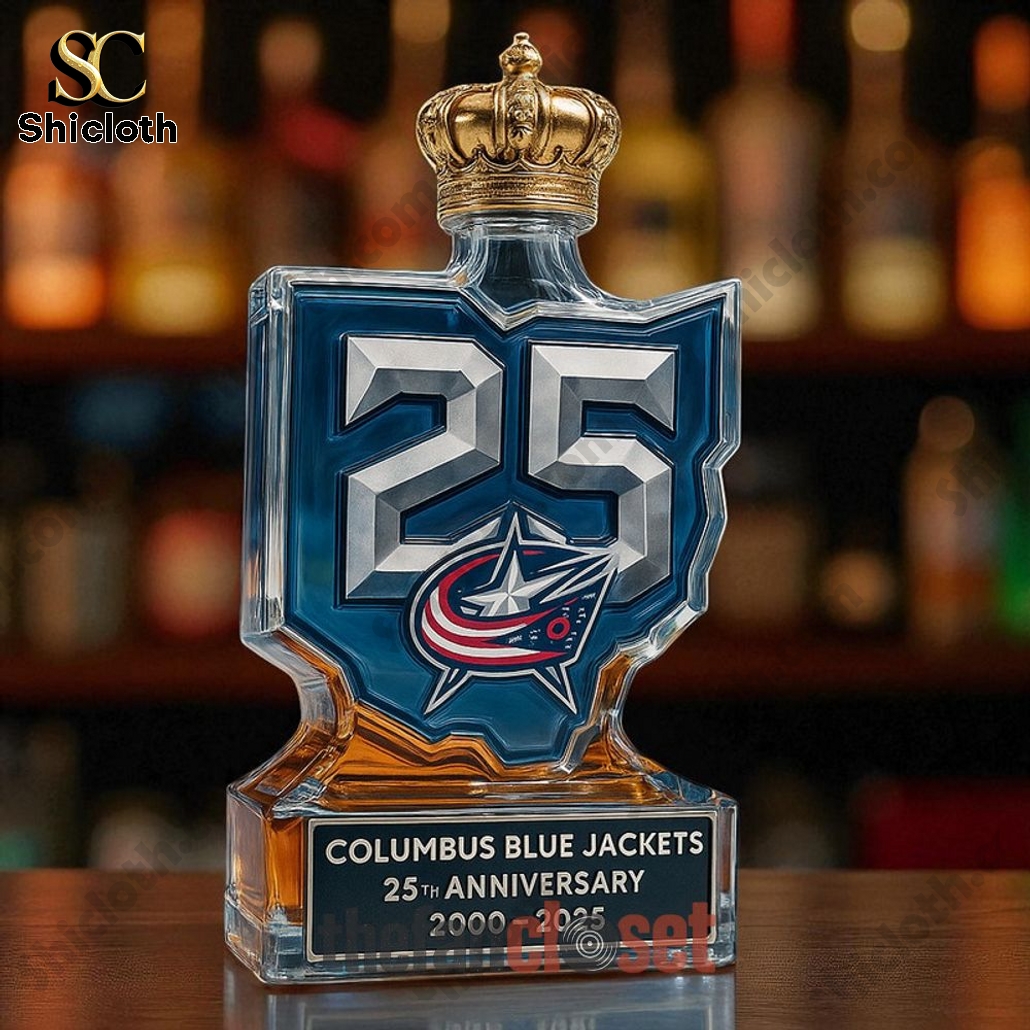 Columbus Blue Jackets 25th Anniversary Whiskey Bottle