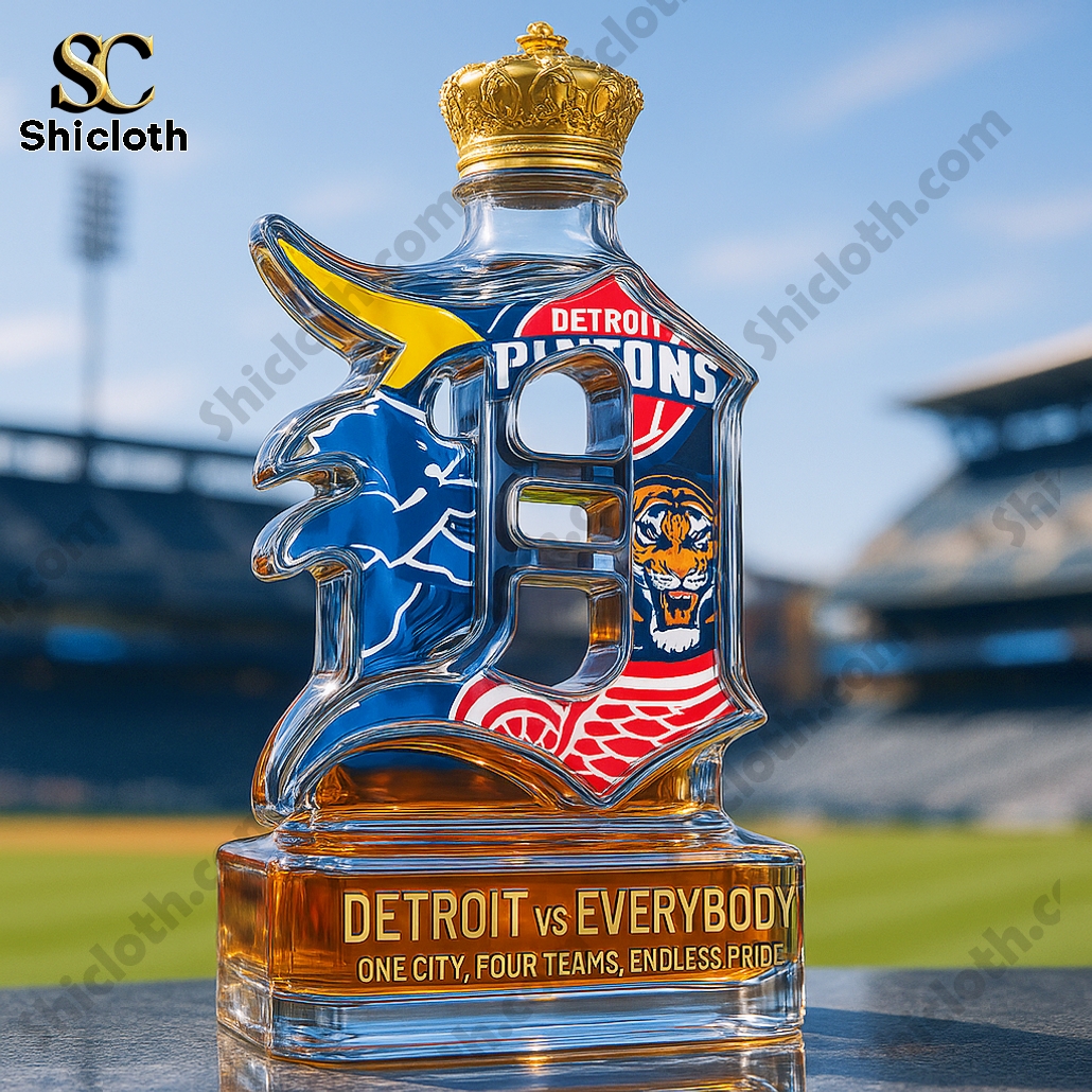 Detroit City Sport Teams Whiskey Bottle