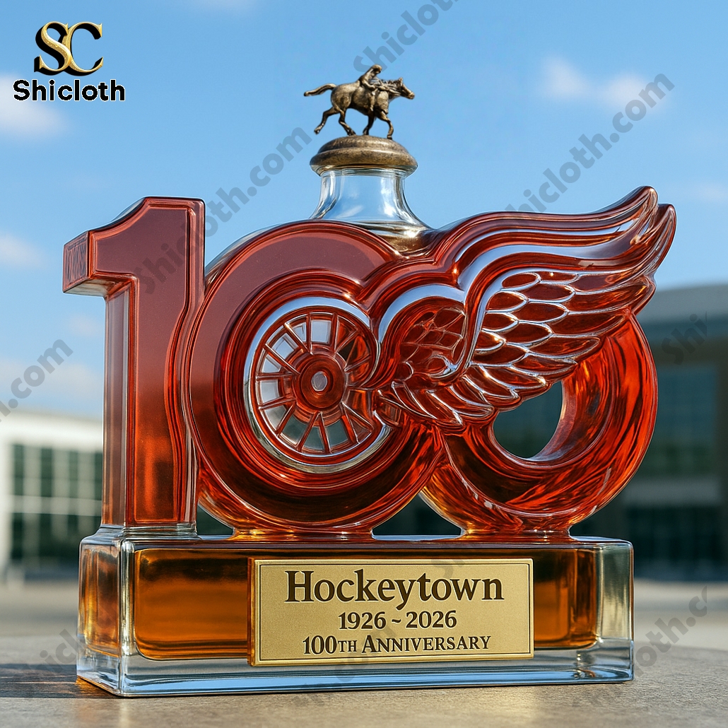 Detroit Red Wings Hockey Town 100th Anniversary Whiskey Bottle 3 Detroit Red Wings Hockey Town 100th Anniversary Whiskey Bottle - Image 3
