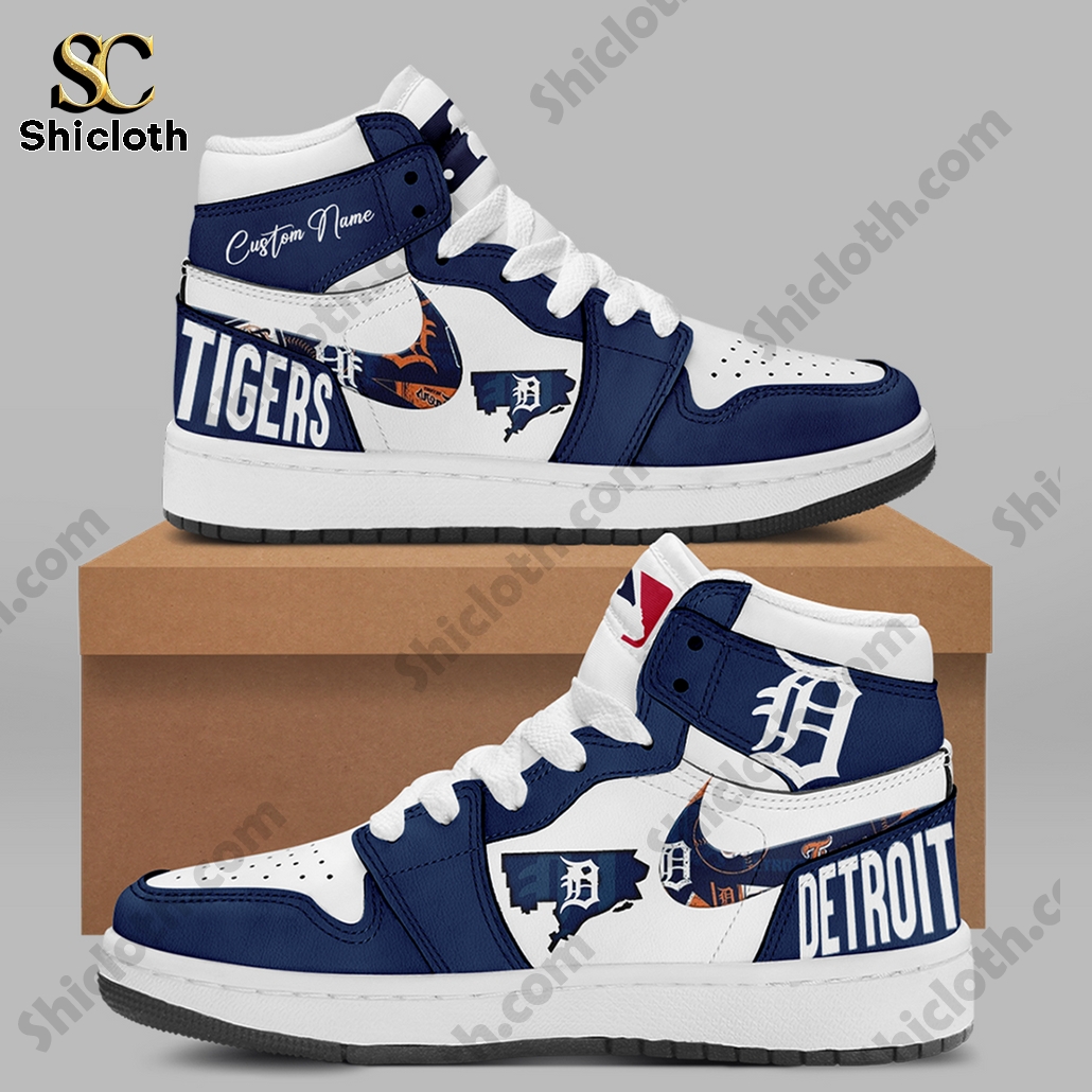 detroit tigers mlb personalized air jordan 1 high top 2