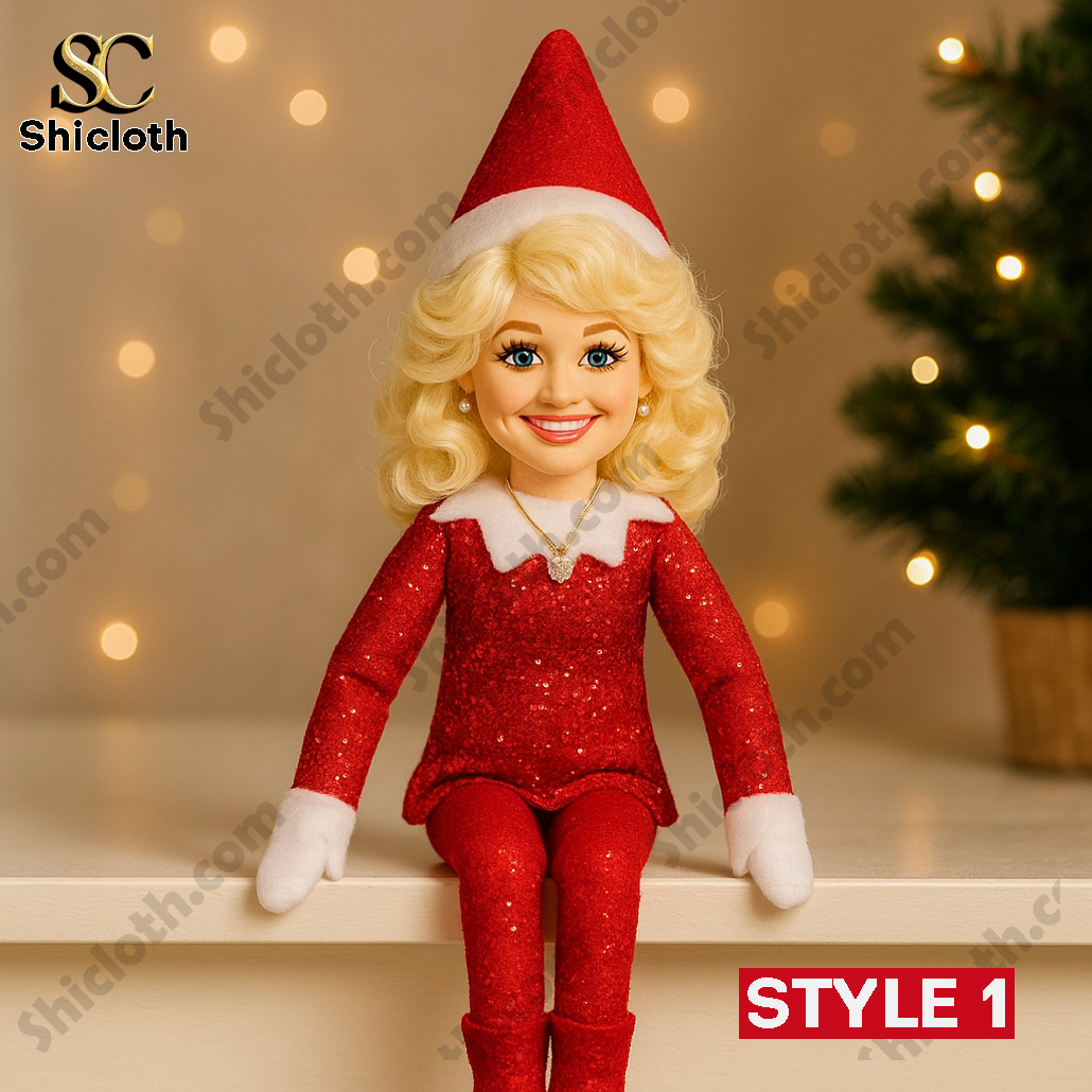 Dolly Parton On A Stoop Christmas Elf Doll