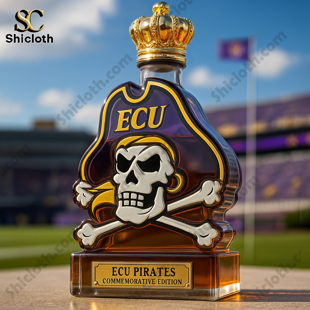 ECU Pirates Skull & Crossbones Whiskey Bottle
