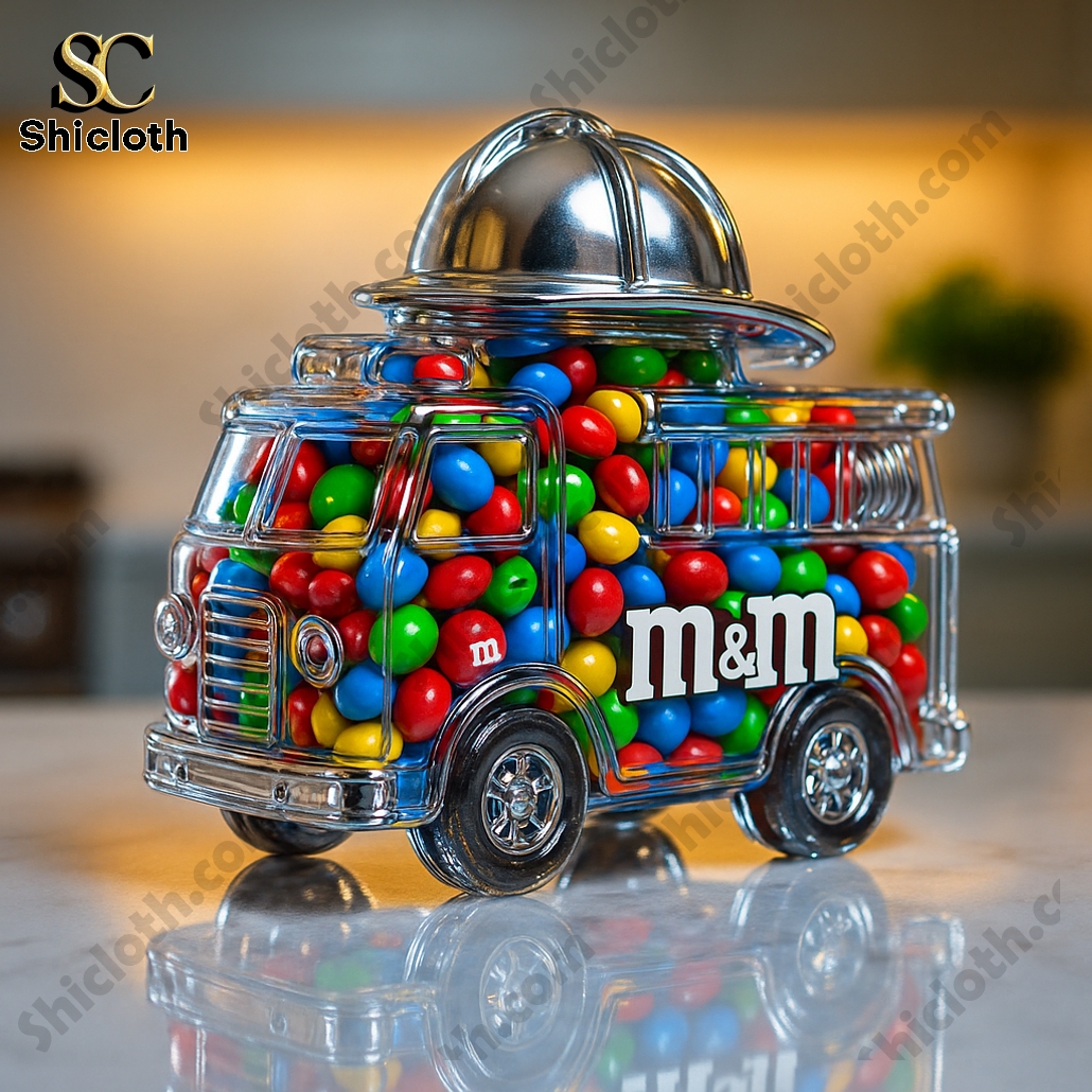 Fire Truck M&M's Glass Jar