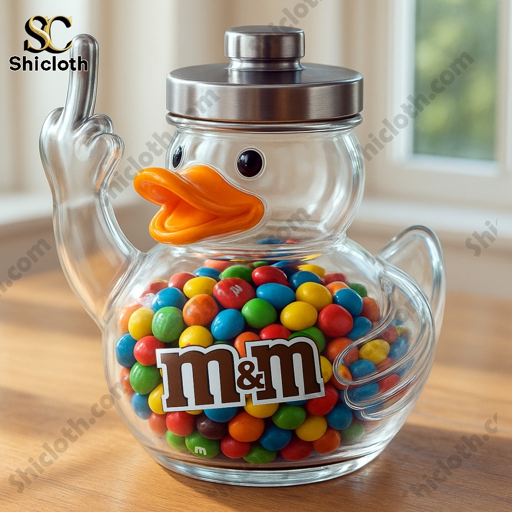 Funny Middle Finger Duck M&M's Glass Jar