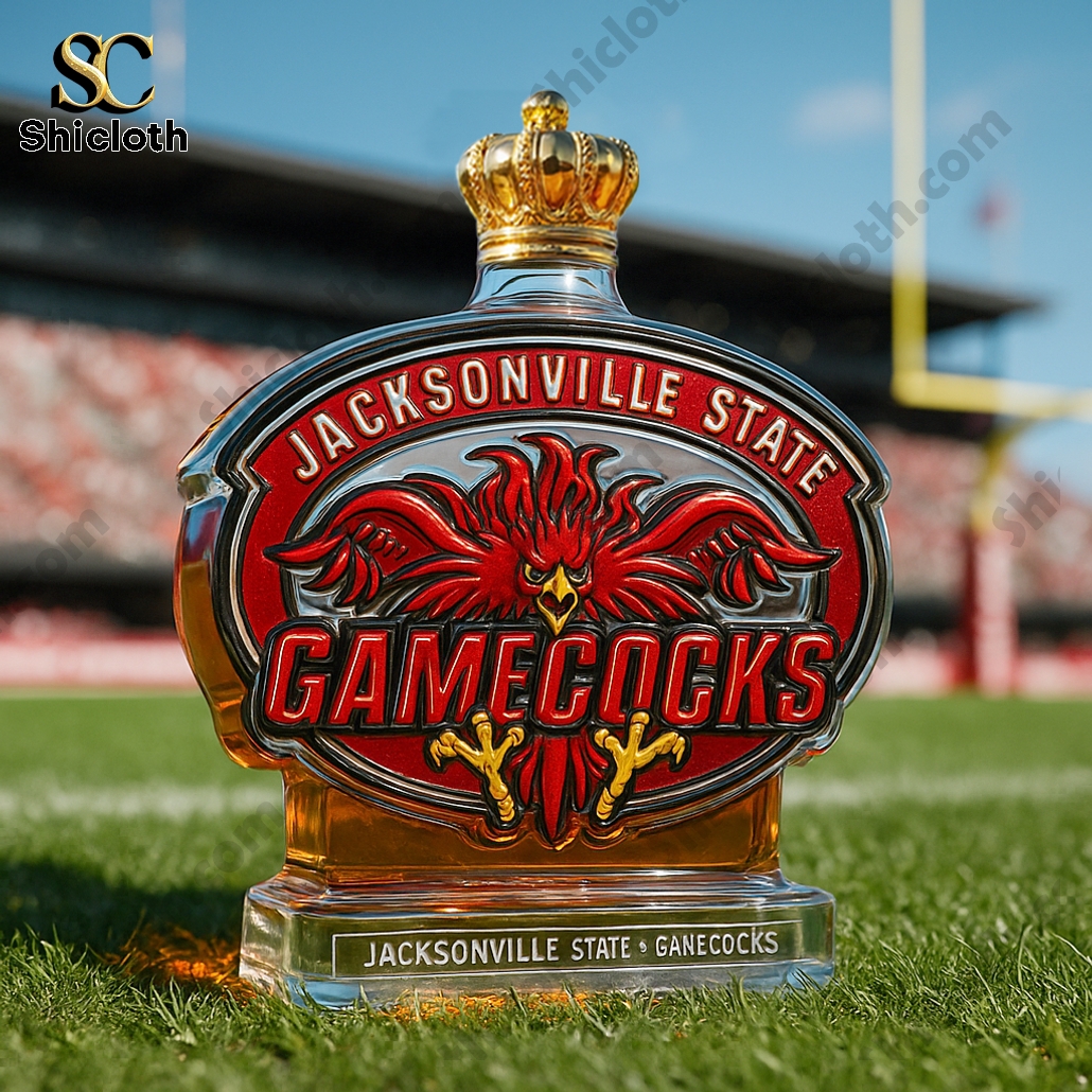 Gamecocks Pride Jacksonville State University Whiskey Bottle