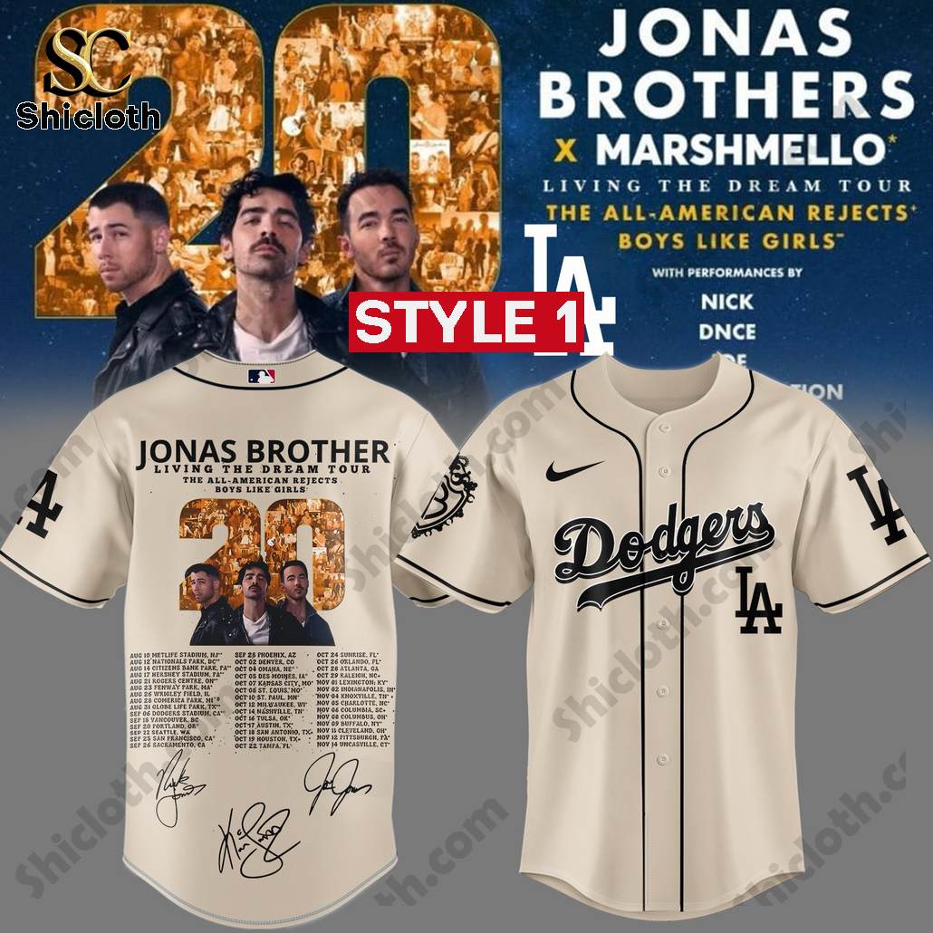 Jonas Brothers Living The Dream Tour 2025 Dodgers Jersey