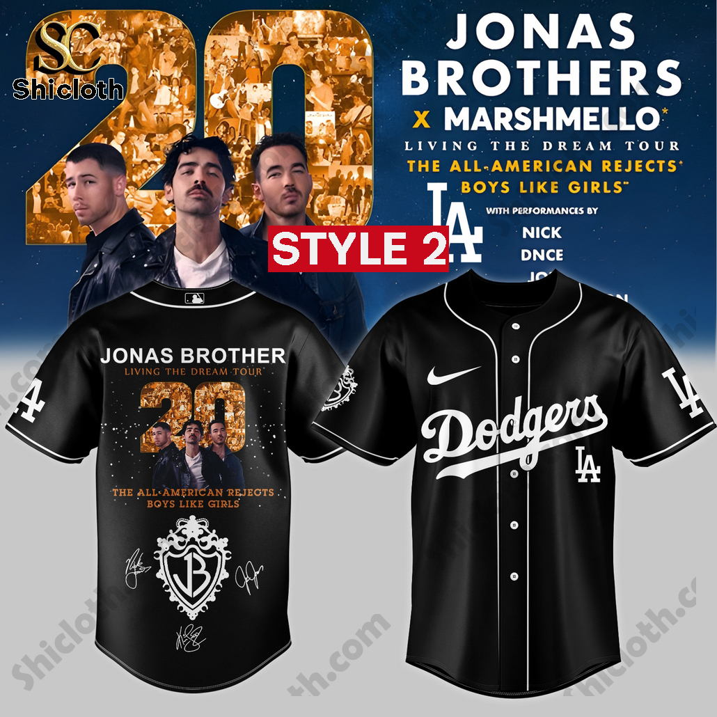 Alternative view of Jonas Brothers Living The Dream Tour 2025 Dodgers Jersey