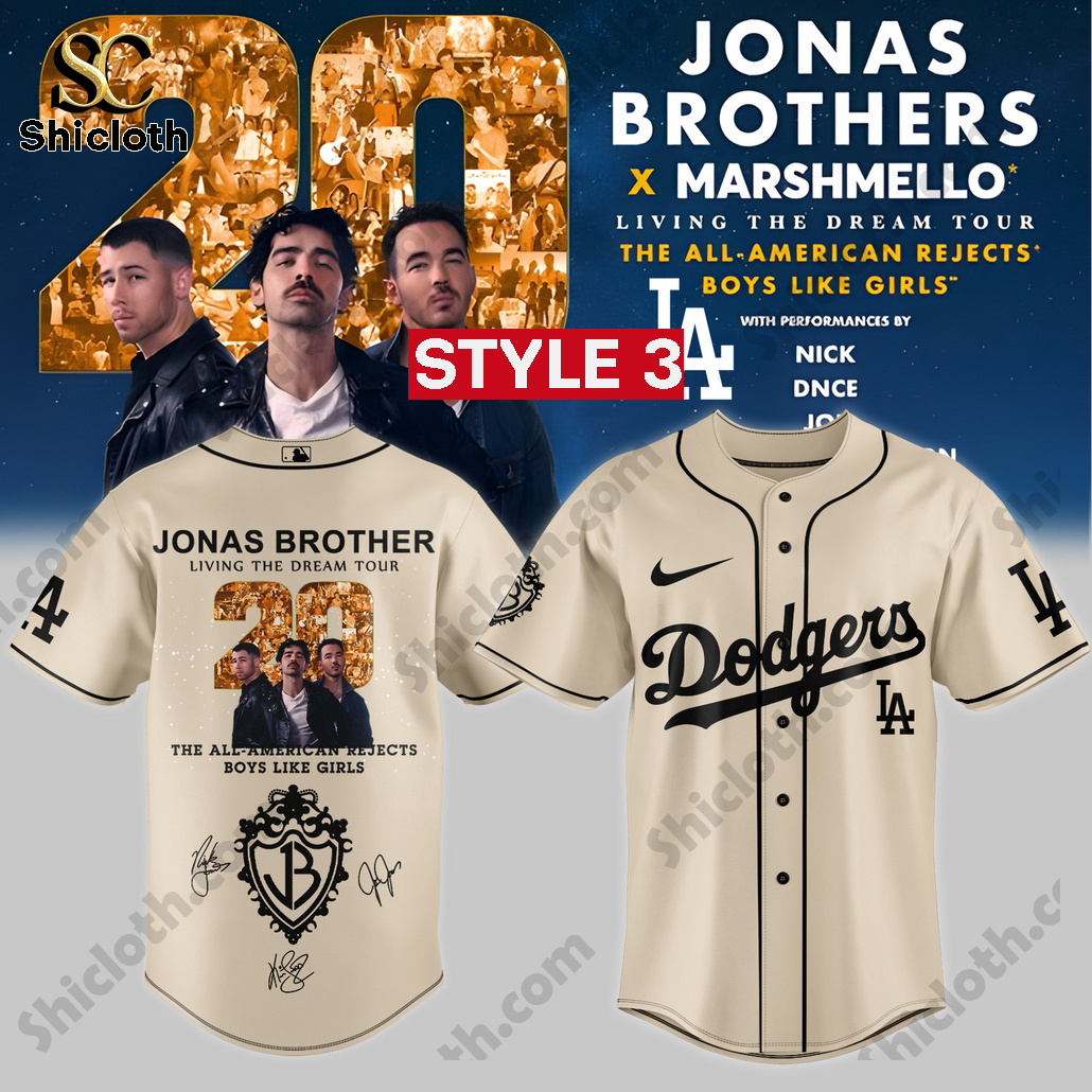 Jonas Brothers Living The Dream Tour 2025 Dodgers Jersey 3 Jonas Brothers Living The Dream Tour 2025 Dodgers Jersey - Image 3
