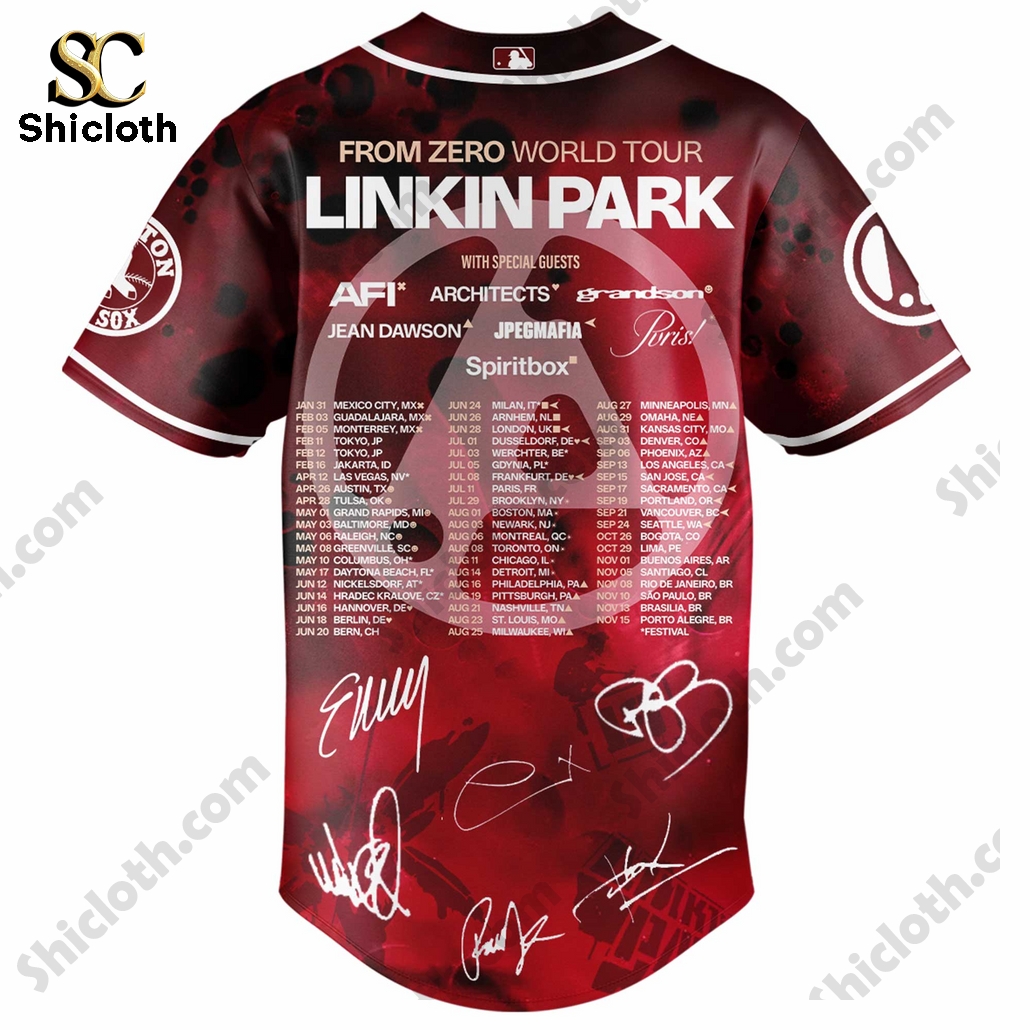 Linkin Park Tour Edition Limited 2025 Boston Red Sox Jersey 4 Linkin Park Tour Edition Limited 2025 Boston Red Sox Jersey - Image 4