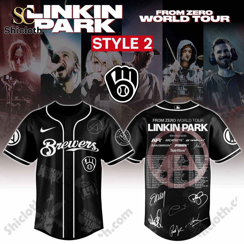 Alternative view of Linkin Park Tour Edition Limited 2025 Milwaukee Brewers Jersey