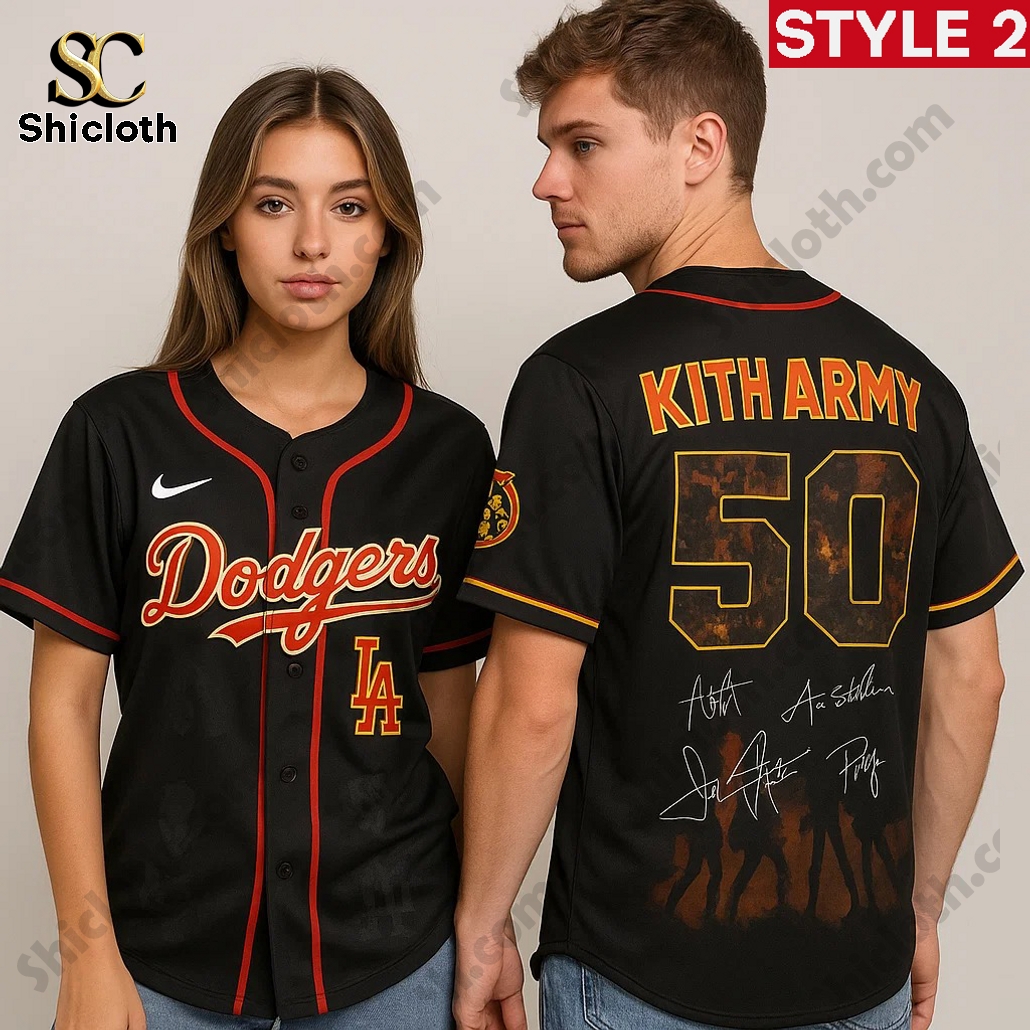 Alternative view of Los Angeles Dodgers x Kiss Army 50th Anniversary 2025 Jersey