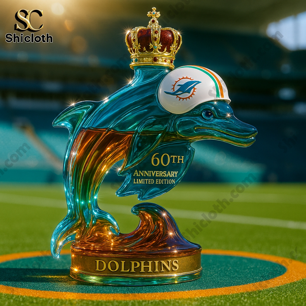 Miami Dolphins 60th Anniversary Whiskey Bottle