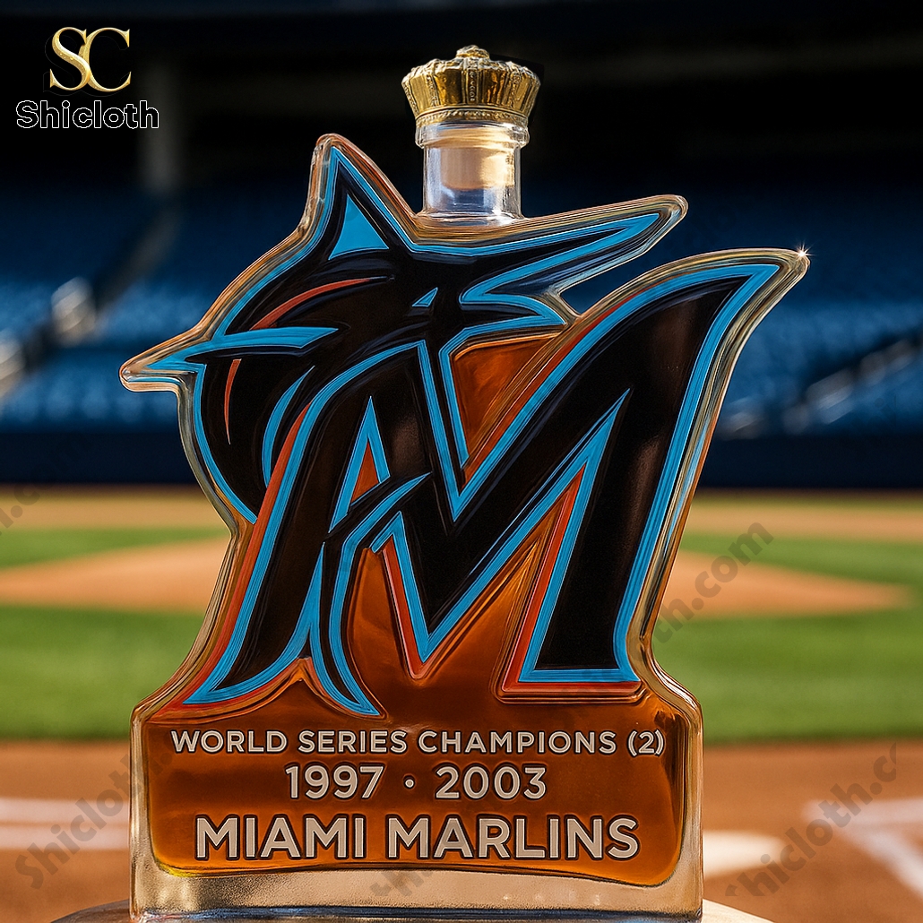 Miami Marlins 2x World Series Champs Whiskey Bottle