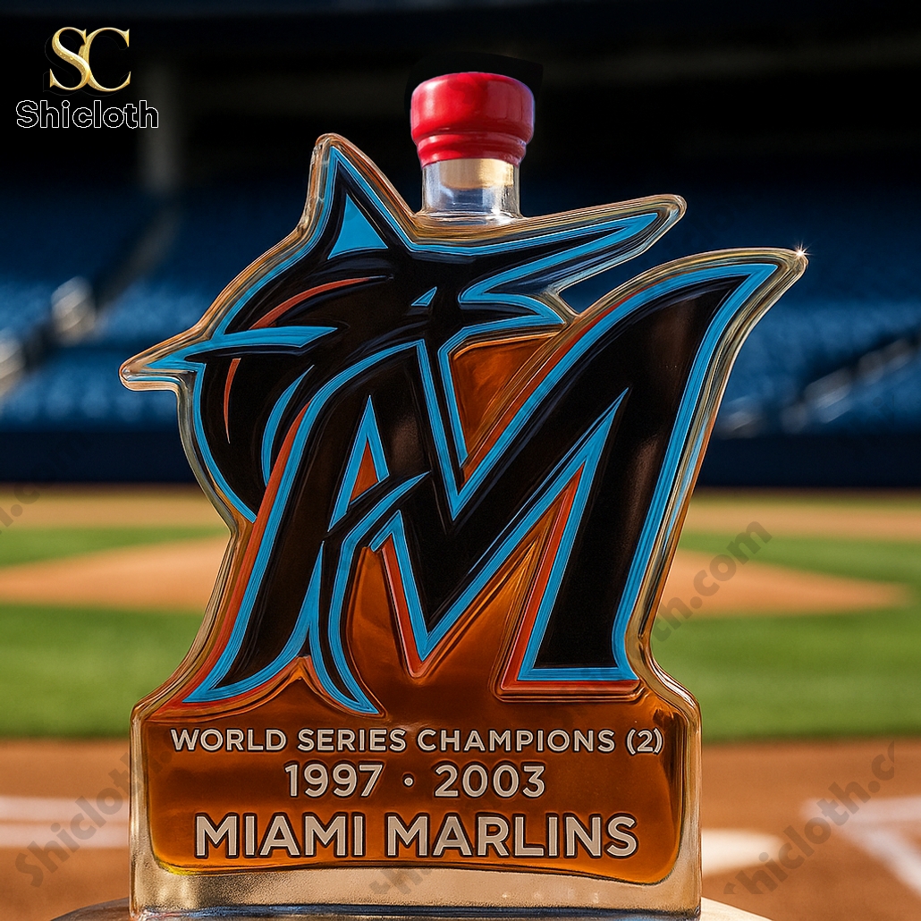 Miami Marlins 2x World Series Champs Whiskey Bottle 4 Miami Marlins 2x World Series Champs Whiskey Bottle - Image 4