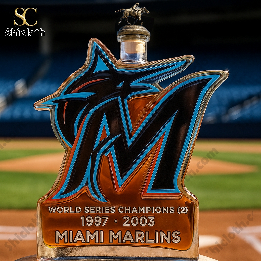Miami Marlins 2x World Series Champs Whiskey Bottle 5 Miami Marlins 2x World Series Champs Whiskey Bottle - Image 5