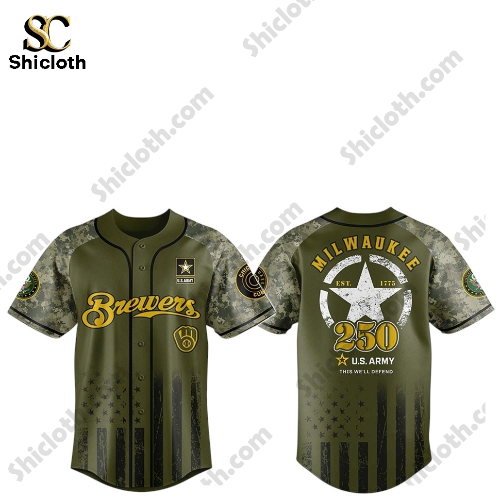 Alternative view of Milwaukee Brewers x 250th U.S. ARMY 2025 Baseball Jersey