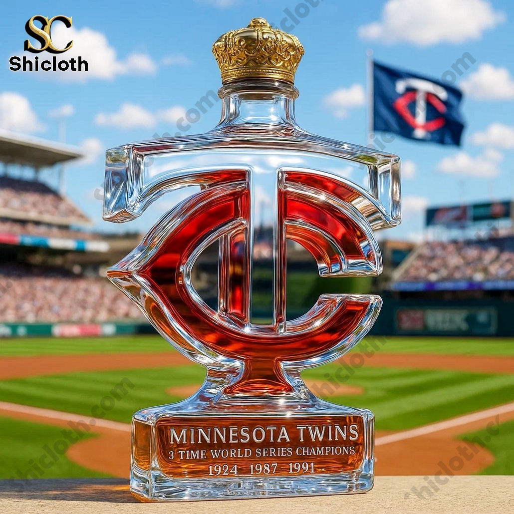 Minnesota Twins 3 Time World Series Champs Whiskey Bottle