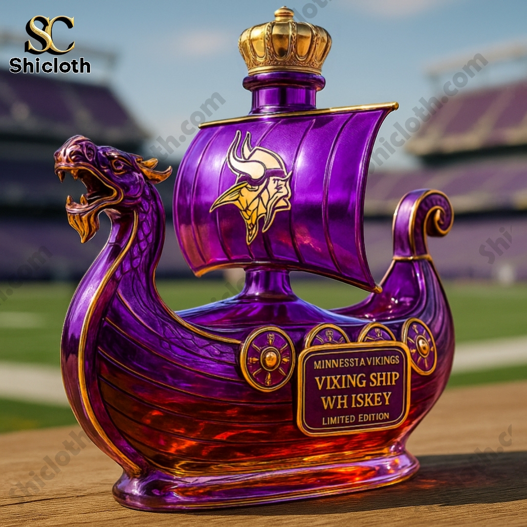 Minnesota Vikings Dragon Head Longship Whiskey Bottle