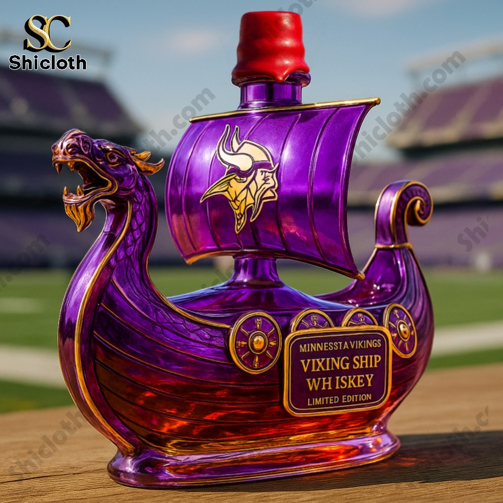 Minnesota Vikings Dragon Head Longship Whiskey Bottle 3 Minnesota Vikings Dragon Head Longship Whiskey Bottle - Image 3
