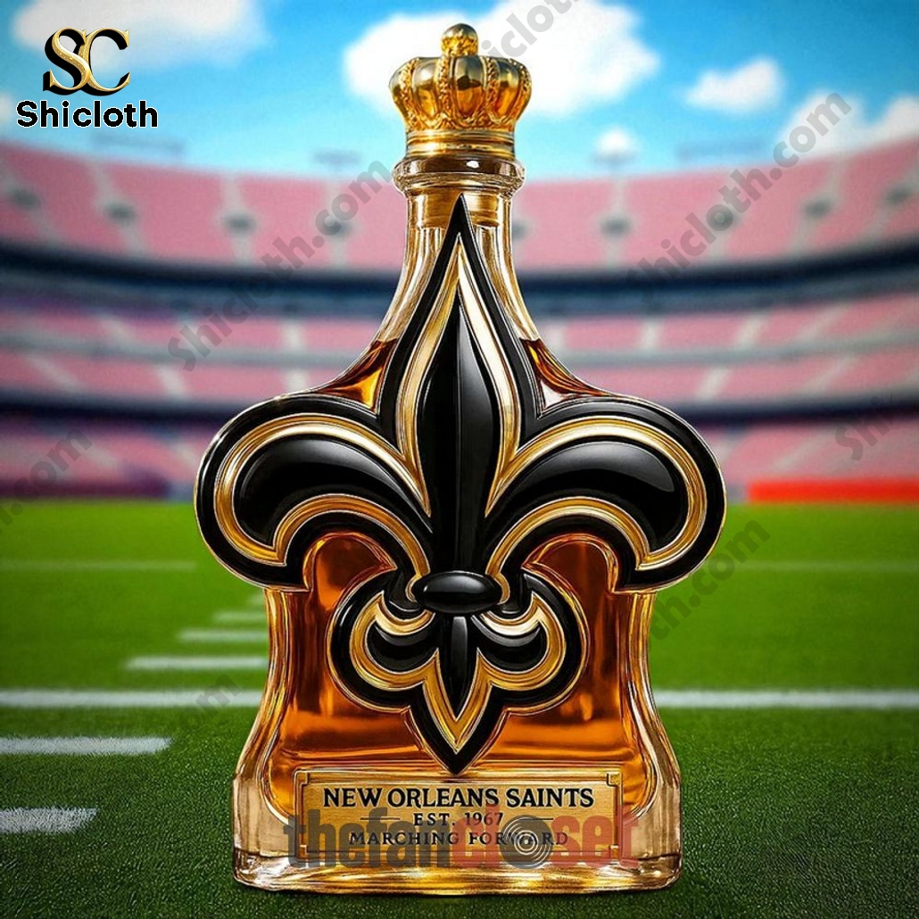 New Orleans Saints Marching in Glory Whiskey Bottle