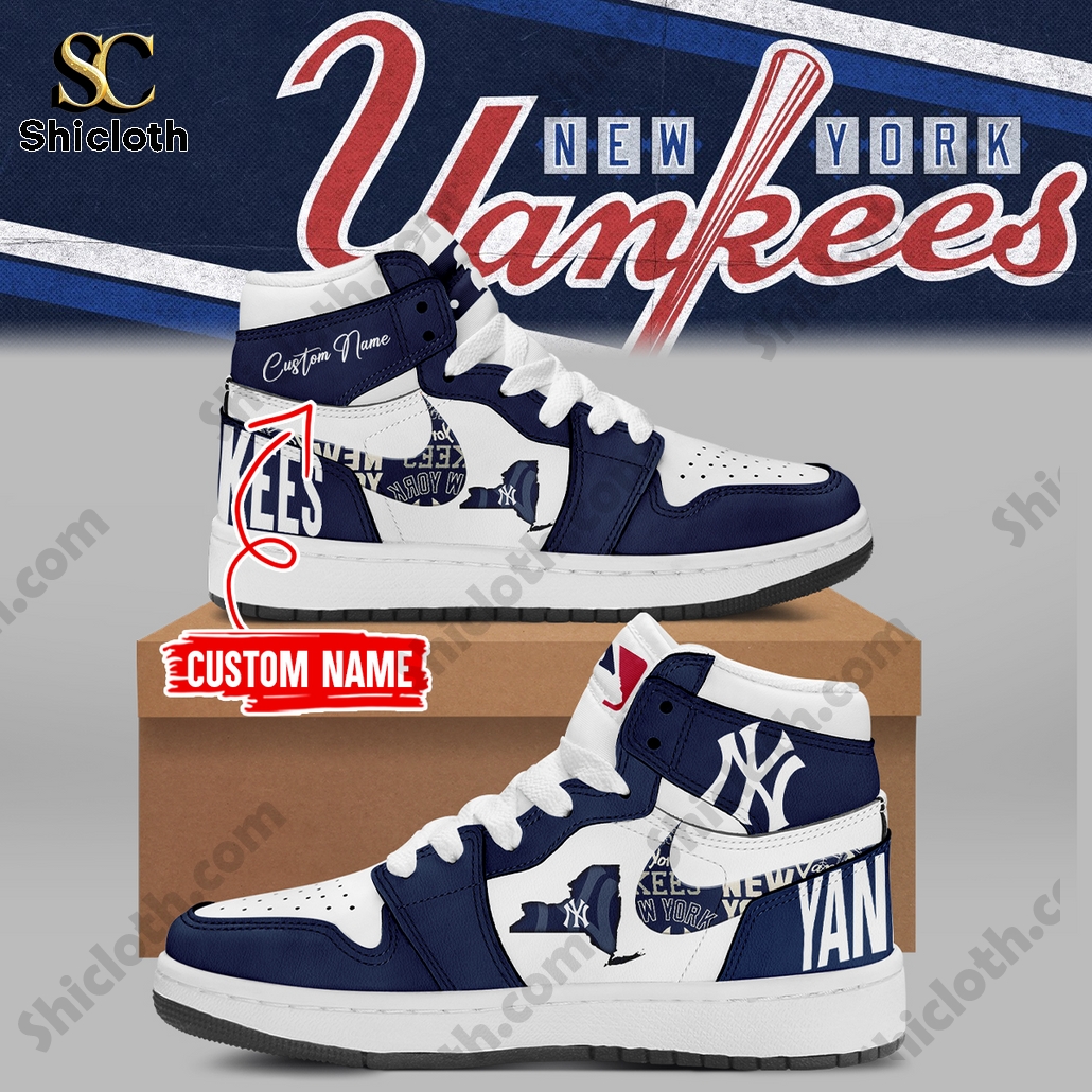 New York Yankees MLB Personalized Air Jordan 1 High Top