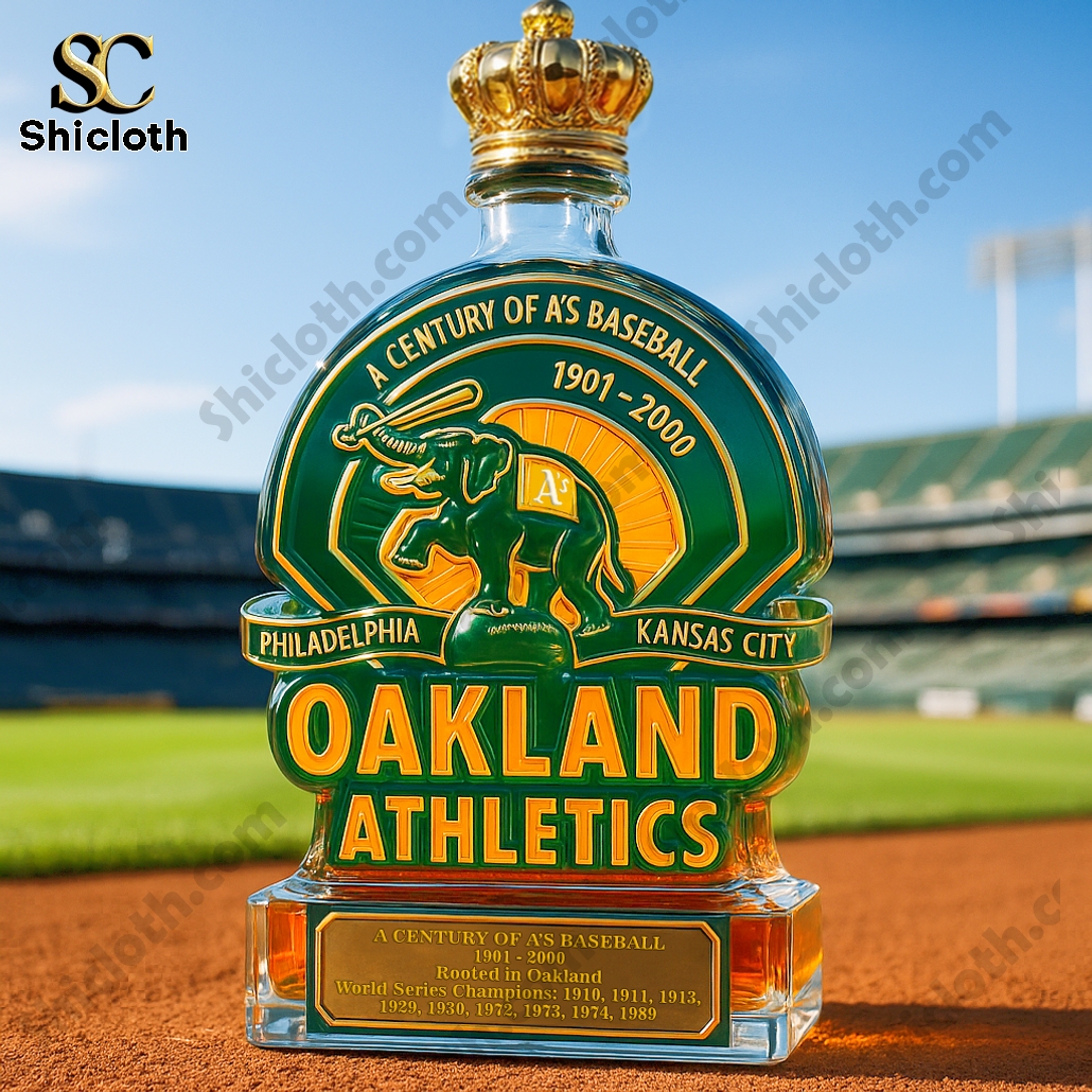 Oakland Athletics 9x World Series Champs Whiskey Bottle
