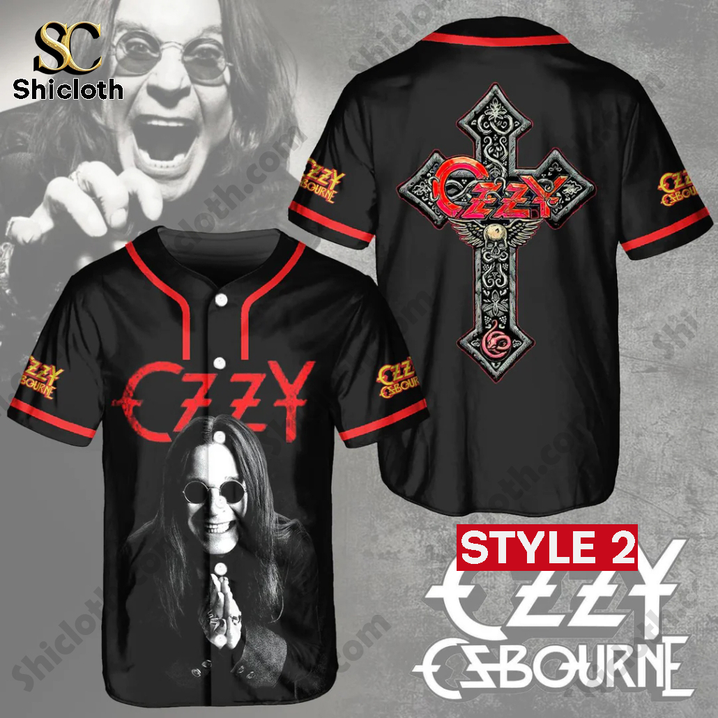 Alternative view of Ozzy Osbourne Bat Shack BBQ Baseball Jersey