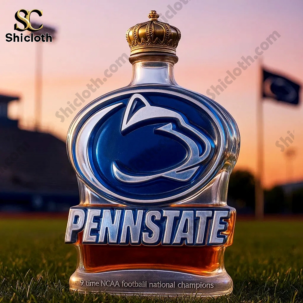 Pennstate Nittany Lions 9 Time NCAA National Champs Whiskey Bottle