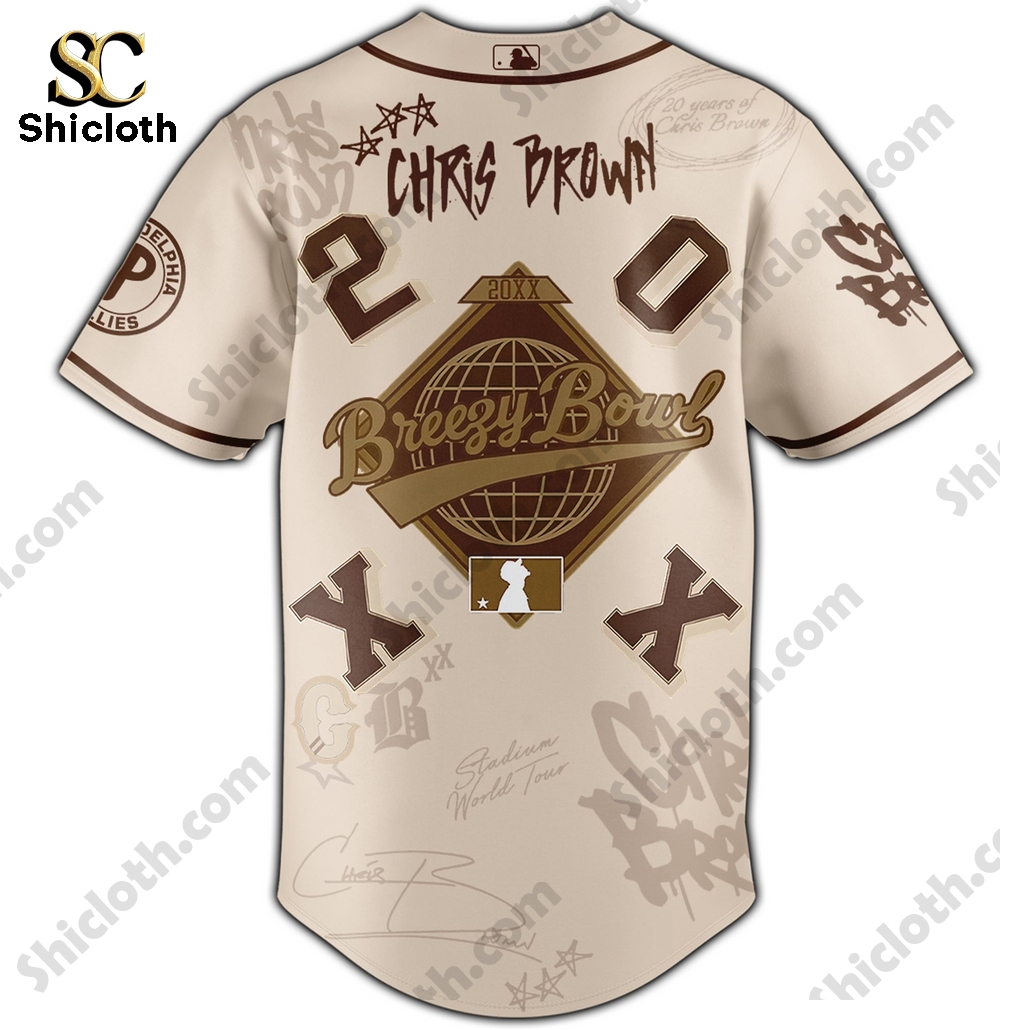 Philadelphia Phillies Chris Brown Breezy Bowl XX Tour 2025 Baseball Jersey 3 Philadelphia Phillies Chris Brown Breezy Bowl XX Tour 2025 Baseball Jersey - Image 3