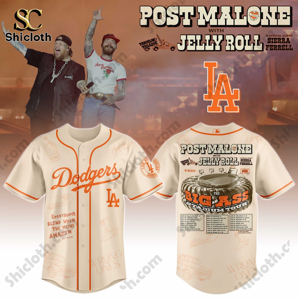 Post Malone The BIG ASS World Tour 2025 Dodgers Jersey