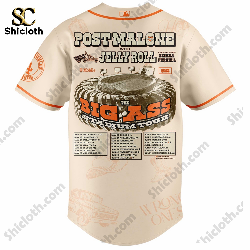 Alternative view of Post Malone The BIG ASS World Tour 2025 Dodgers Jersey