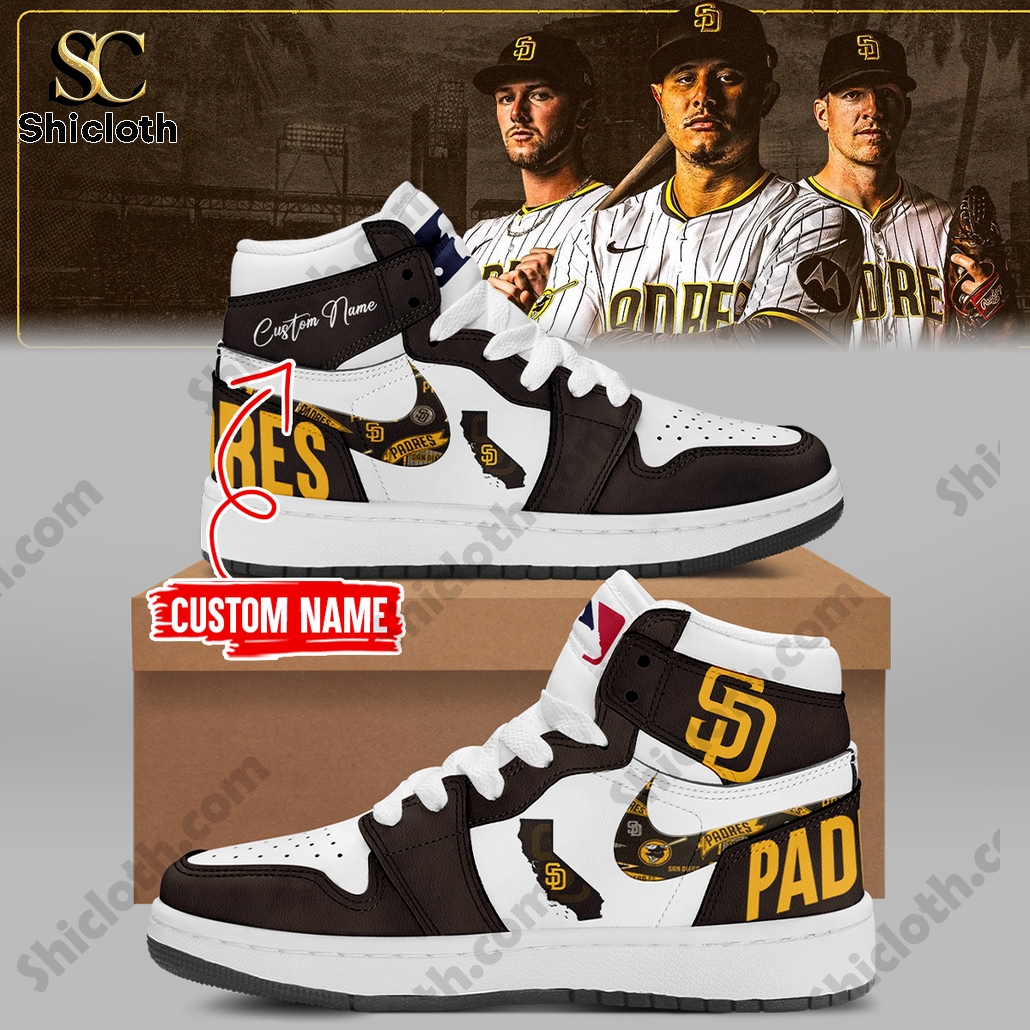 San Diego Padres MLB Personalized Air Jordan 1 High Top