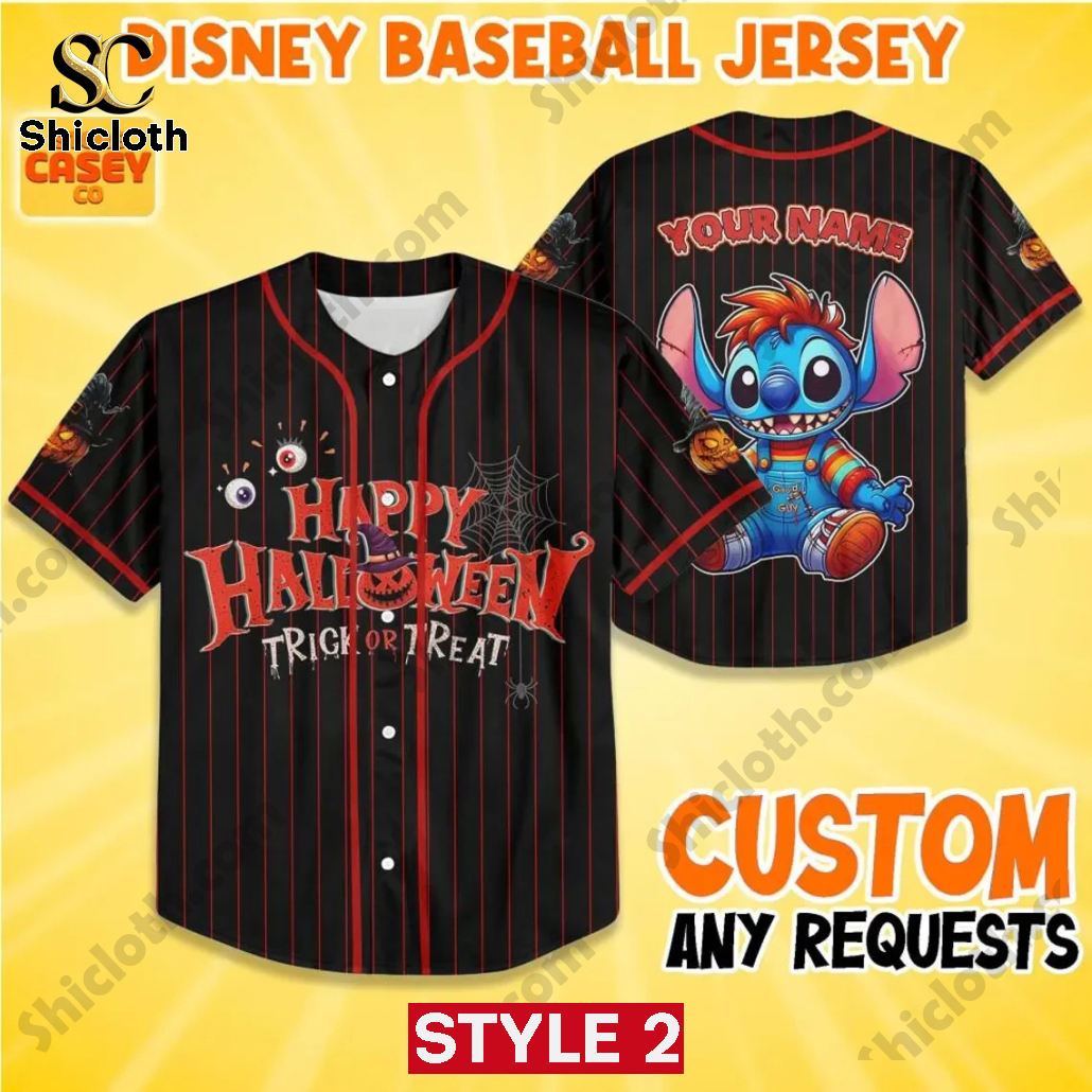Alternative view of Stitch Trick or Treater Halloween 2025 Custom Baseball Jersey