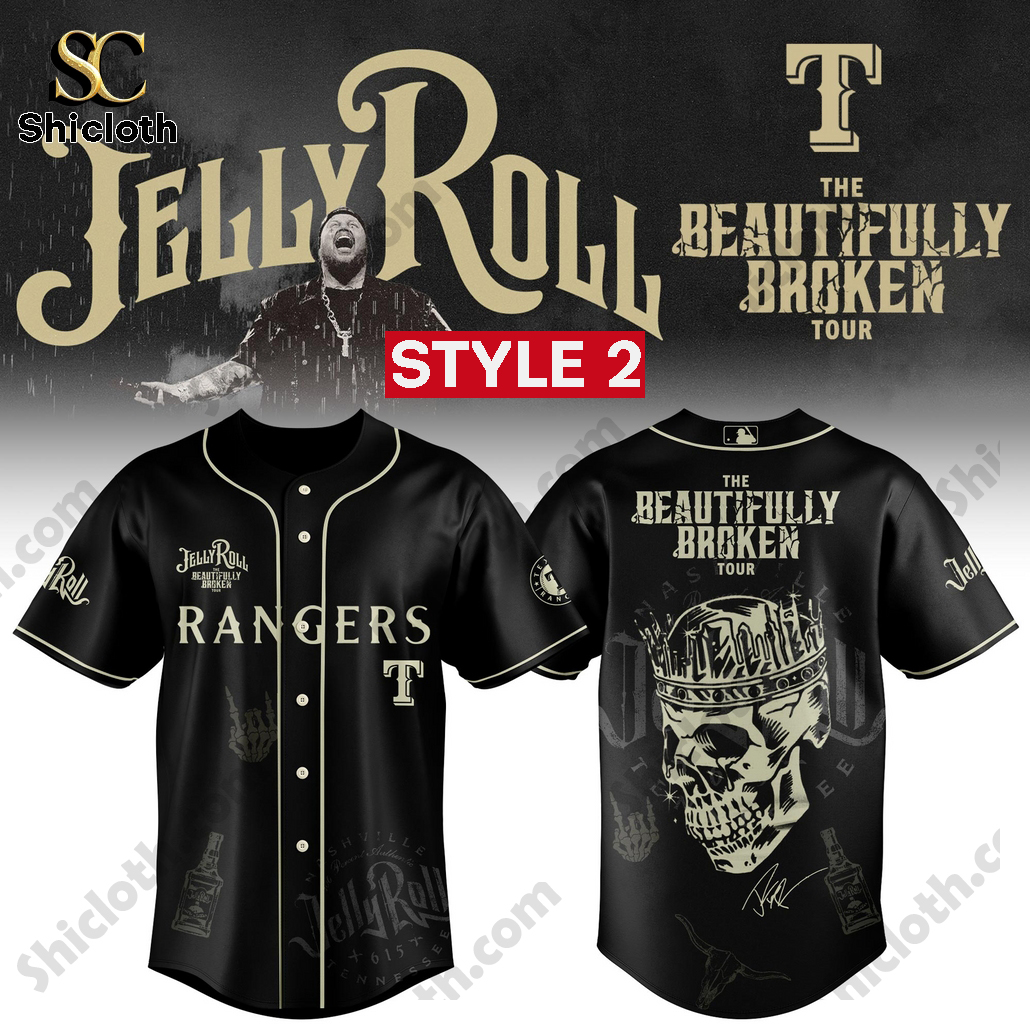 Alternative view of Texas Rangers Jelly Roll Tour 2025 Custom Baseball Jersey