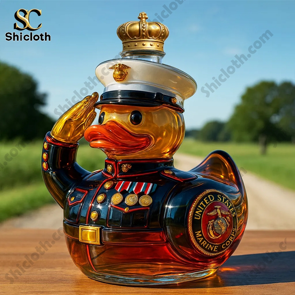 U.S. Marine Corps Tribute Glass Duck Whisky Bottle