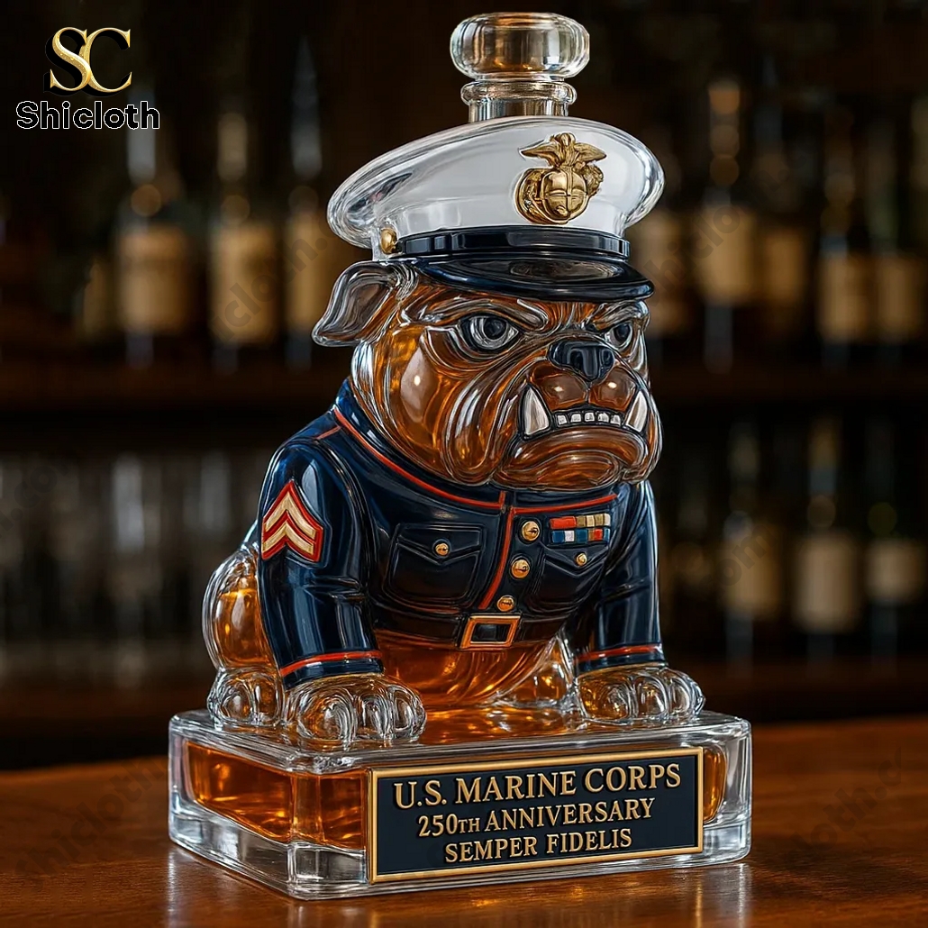 USMC 250th Anniversary Devil Dog Whiskey Bottle