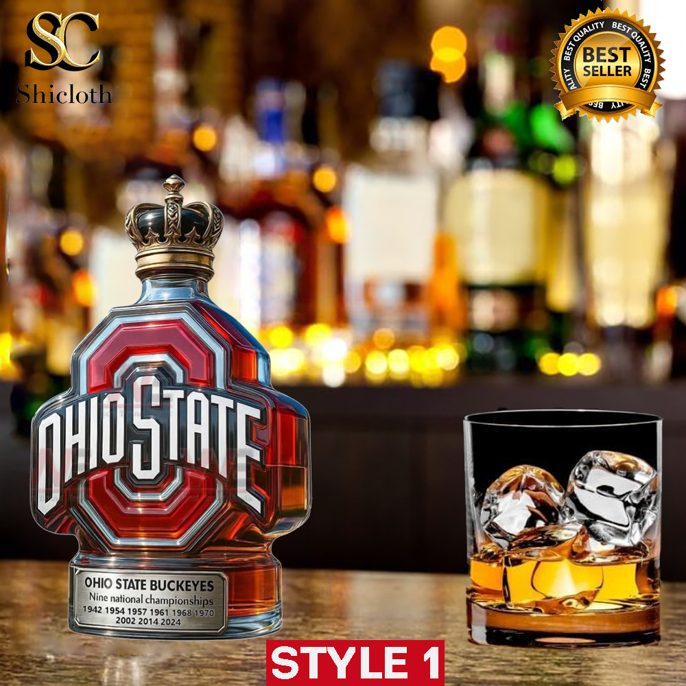 Ohio State Buckeyes Nine National Championships Whiskey Bottle