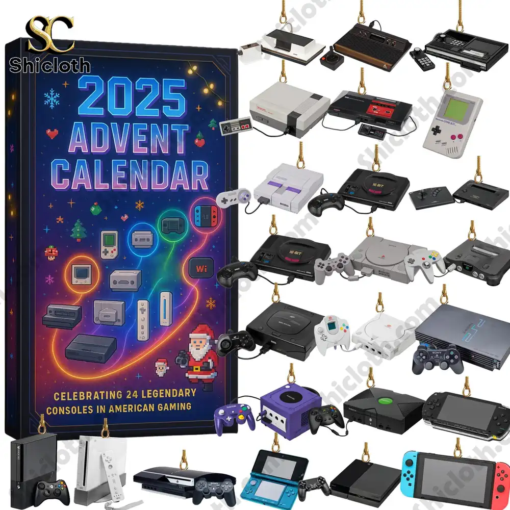 Classic Console Edition Advent Calendar 2025 3 2025 advent calendar featuring miniature classic gaming consoles displayed with a colorful box design.