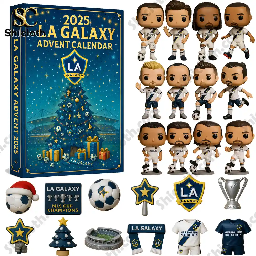 2025 LA Galaxy Advent Calendar box design with holiday theme.