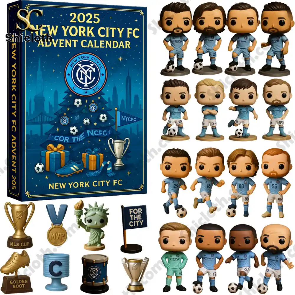 2025 New York City FC Advent Calendar displayed in a home setting.