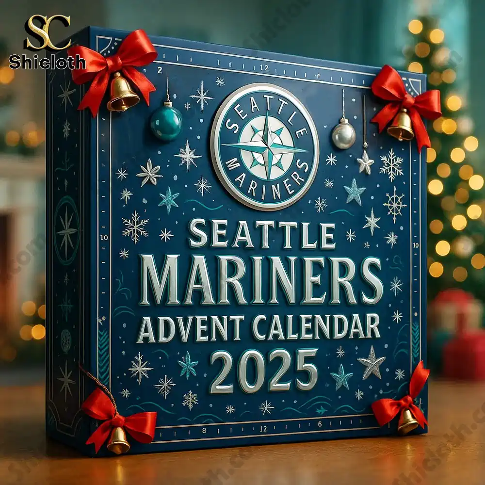Seattle Mariners Advent Calendar 2025 box with festive holiday design and decorations.