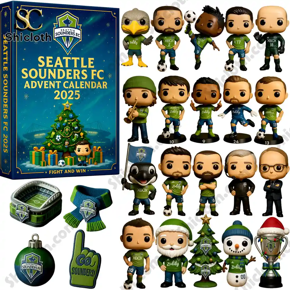 Seattle Sounders FC Advent Calendar with collectible figures and accessories for 2025.