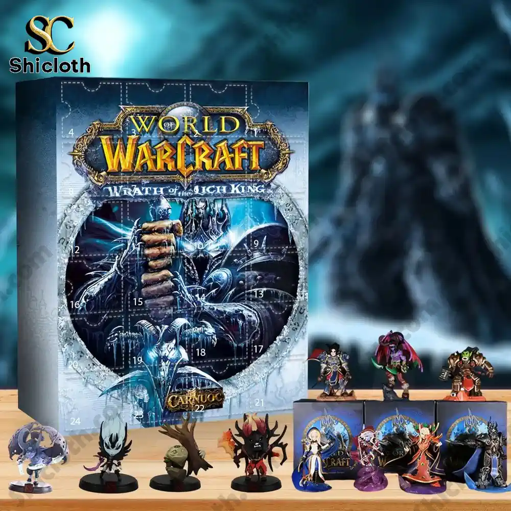 World of Warcraft Wrath of the Lich King Advent Calendar 2025 with collectible character figures.