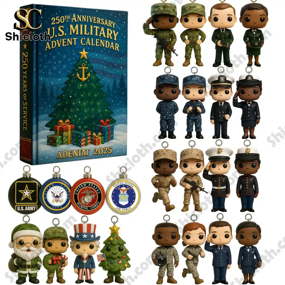 U.S. Military 250th Anniversary Advent Calendar 2025 with collectible figures and emblems.