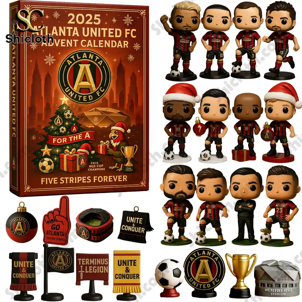 Atlanta United FC 2025 advent calendar with player mini figures and team themed accessories.