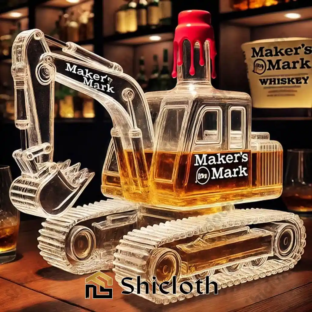 PREMIUM Excavator Crown Royal Whiskey Bottle 5 Makers Mark excavator bottle with red wax cap by Shicloth.
