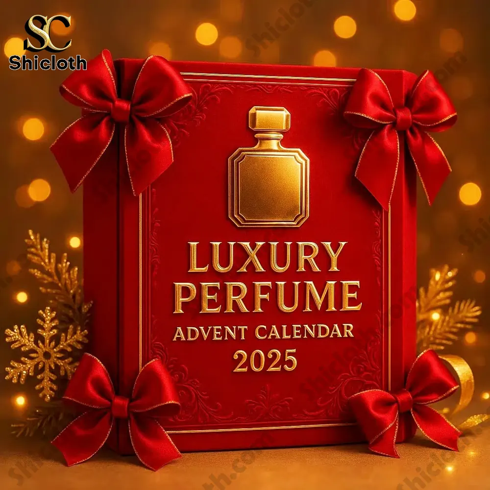 2025 Luxury Perfume Advent Calendar 3 Shicloth red luxury perfume advent calendar glowing with golden lights