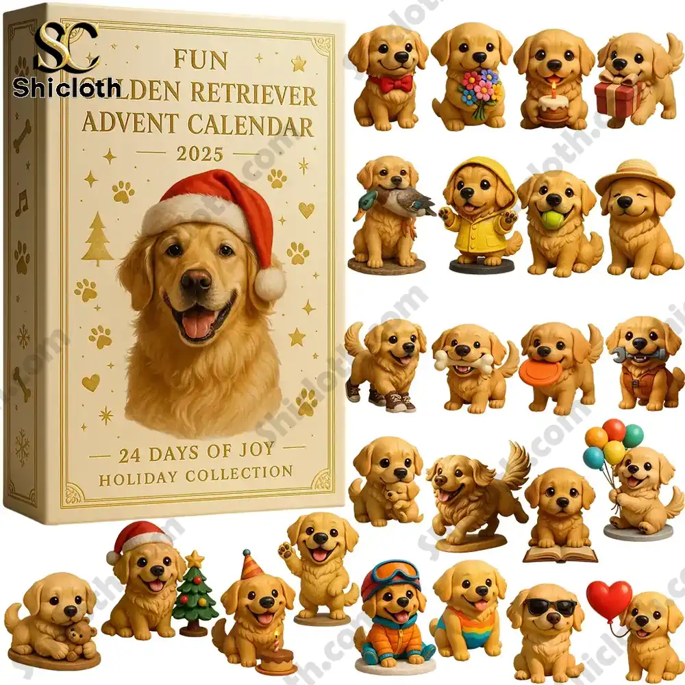 Fun Golden Retriever Advent Calendar 2025 3 Complete Golden Retriever Advent Calendar 2025 set with multiple dog figures!